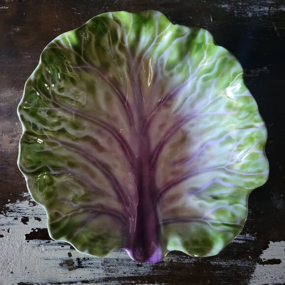 Purple and Green Cabbage Melamine Bowl, Easter Table, Spring Tablescape 8.5" - Picture 2 of 6